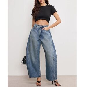 NWT Good American Good Extreme Barrel Jeans High Rise Wide Loose Indigo Sz 10 30